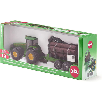 Siku 1:50 Scale Diecast John Deere w/ Forestry Trailer Kids 255mm Toy 3y+
