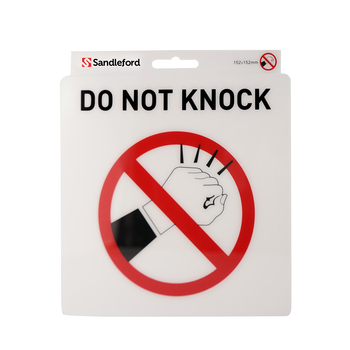 Do Not Knock Sign 152x152x0.8mm Strong Self Adhesive Polycarbonate