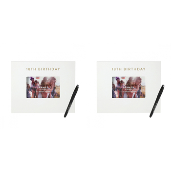 2PK Splosh 18th Birthday Signature Frame w/ Marker 27.5x23cm - White