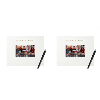 2PK Splosh 21st Birthday Signature Frame w/ Marker 27.5x23cm - White