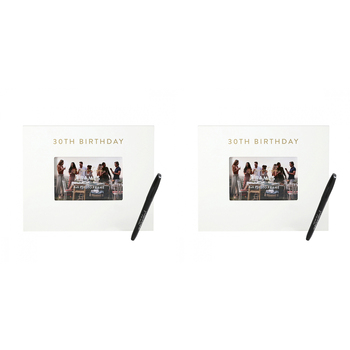 2PK Splosh 30th Birthday Signature Frame w/ Marker 27.5x23cm - White