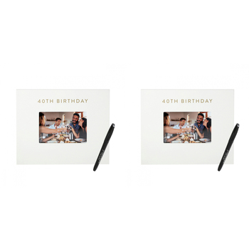 2PK Splosh 40th Birthday Signature Frame w/ Marker 27.5x23cm - White