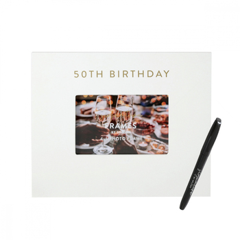 Splosh 50th Birthday Signature Frame w/ Marker 27.5x23cm - White