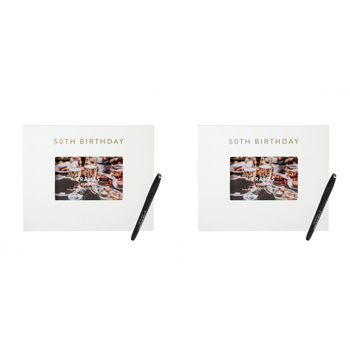 2PK Splosh 50th Birthday Signature Frame w/ Marker 27.5x23cm - White
