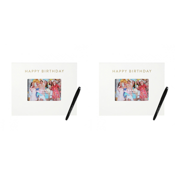 2PK Splosh Happy Birthday Signature Frame w/ Marker 27.5x23cm - White