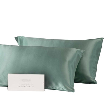 Canningvale Beautysilks Mulberry Silk Pillowcase Twin Pack - Moss
