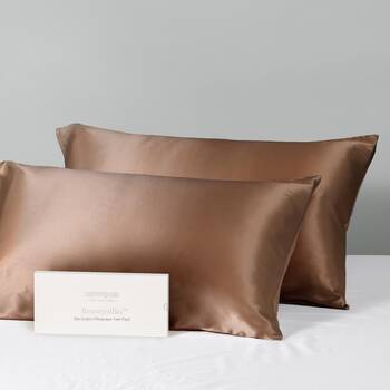 2pc Canningvale Beautysilks Mulberry Silk Pillowcase Pack - Toffee