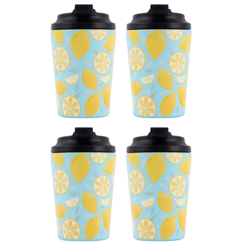 4PK Splosh Sip By Splosh Lemon S/Steel Coffee Cup 380ml