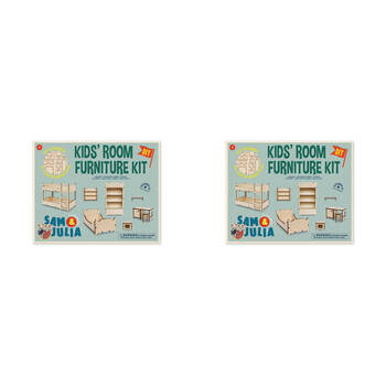2PK Sam & Julia Wooden Kid's Room Furniture Kit DIY Toy 6y+