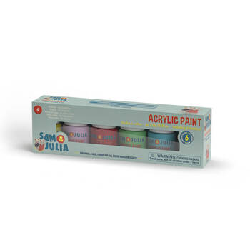 6pc Sam & Julia 25ml Acrylic Paint Set w/ 3x Brushes 4y+