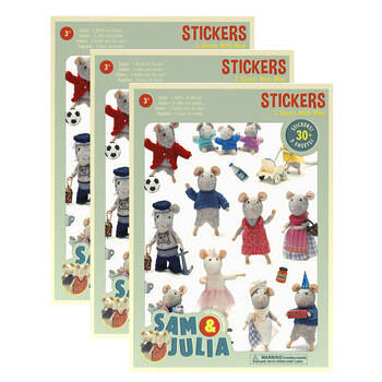 3x 3pc Sam & Julia 30+ Stickers Sheet Sam & Julia Mouse Mansion 3y+