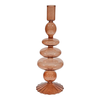 LVD Glass Bella 26.5cm Taper Stick Candle Holder - Chesnut