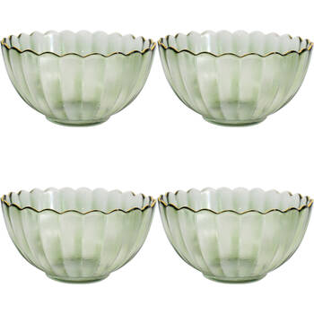 4PK LVD Glass Bowl Decorative Home/Dining Tableware Medium Moss/Gold