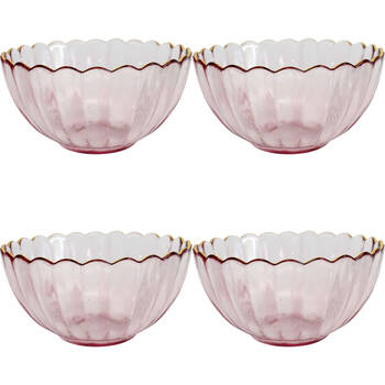 4PK LVD Glass Bowl Decorative Home/Dining Tableware Medium Plum/Gold