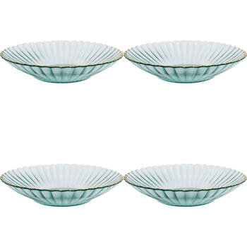 4PK LVD Glass Dish Decorative Home/Dining Tableware 19.5cm Mist/Gold
