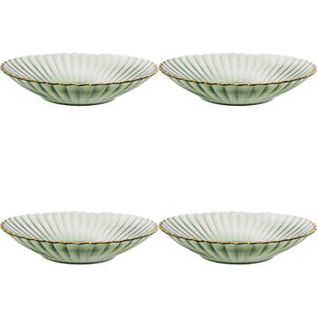 4PK LVD Glass Dish Decorative Home/Dining Tableware 19.5cm Moss/Gold