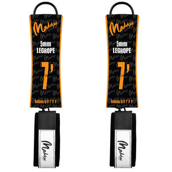 2PK Maddog Basic Straight Surfboard Leash w/ Neoprene Ankle Strap 7 Foot Black
