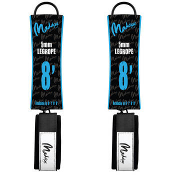 2PK Maddog Basic Straight Surfboard Leash w/ Neoprene Ankle Strap 8 Foot Black