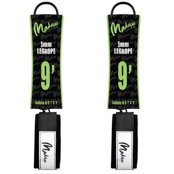 2PK Maddog Basic Straight Surfboard Leash w/ Neoprene Ankle Strap 9 Foot Black