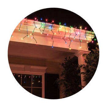 2m Colour XMAS/Christmas Solar Curtain LED Lights