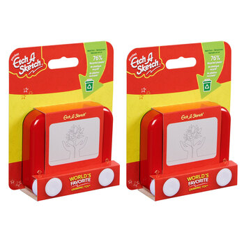 2PK Spin Master Etch A Sketch Pocket Plastic Drawing Pad Kids Toy Red 3+