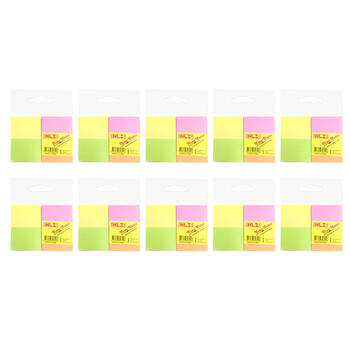 10x 4pc Neon Notes Multicoloured Sticky Notes - 100 Sheets