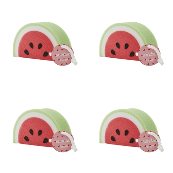 4PK Sundae Kids Assorted Bath Sponge Watermelon, Rainbow And Cherry 