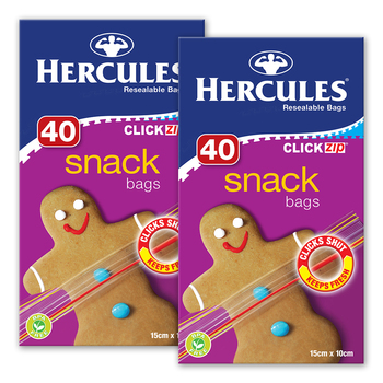 3x 40pc Hercules ClickZip Snack Bags