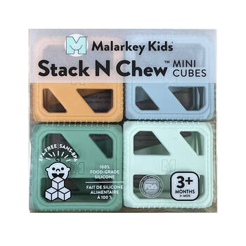 4pc Malarkey Kids Stack n Chew Mini Cubes Babies Teething Toy Earth 3m+