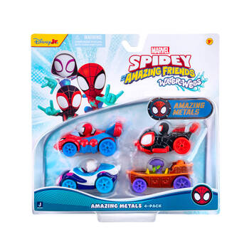 4pc Spidey and His Amazing Friends Metals Water Webs Vehicles Pack Kids Toy 3y+