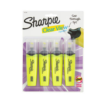 4PK Sharpie Clear View Highlighter - Yellow
