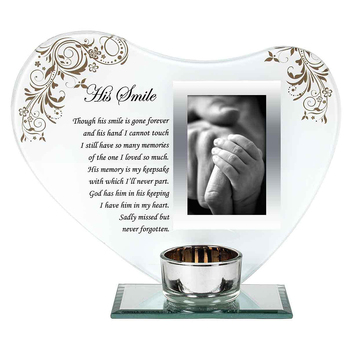 His Smile Heart Candle Holder 19x13cm Tribute Display holder