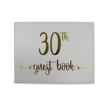 Guest Book 30th Gold Text 23x18cm Novelty Birthday Party Signature Pad
