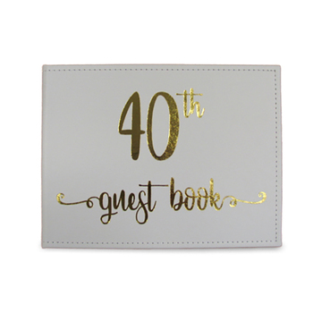Guest Book 40th Gold Text 23x18cm Novelty Birthday Party Signature Pad