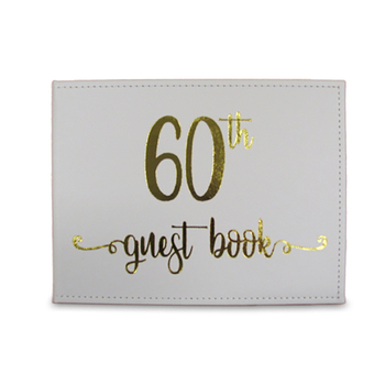 Guest Book 60th Gold Text 23x18cm Novelty Birthday Party Signature Pad