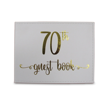 Guest Book 70th Gold Text 23x18cm Novelty Birthday Party Signature Pad