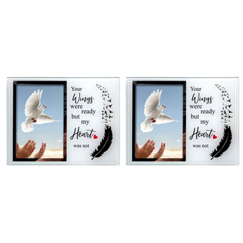 2x Your Wings Were Ready Photo Frame 22x17cm Memorial Tealight Holder Frame