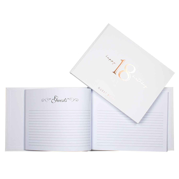 18th Rose Gold Guest Book Rose Gold Text 23x18cm Birthday Keepsake