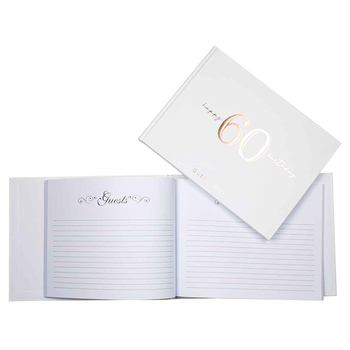 60th Rose Gold Guest Book Rose Gold Text 23x18cm Birthday Keepsake