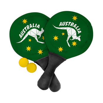2pc Good Vibes 39x22cm Neoprene Beach Paddle Set w/ 2x Ball - Green & Gold