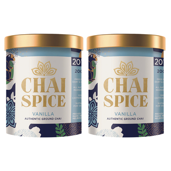 2PK Chai Spice Chai Vanilla Blend Hot Tea Drink Ground 200G Tub