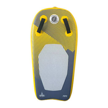 Spire Pipe Inflatable Bodyboard w/Carry Bag & Pump 104x51x10cm Yellow/Grey