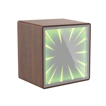 Laser Portable Bluetooth Wireless Stereo Speaker Infinity LED Light Wood Design
