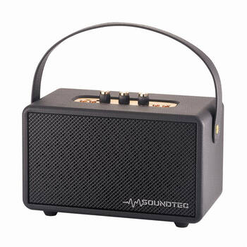 SoundTec Retro Portable Bluetooth Wireless Stereo Speaker Boombox Black