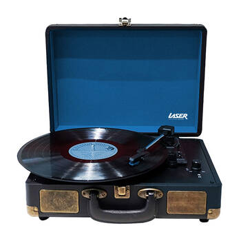 Laser Suitcase Turntable Bluetooth with Built-in Speakers Black