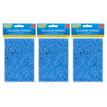 3x 3pk Spiffy Cleaning 13.5x9.5cm Cellulose Sponges Home/Kitchen - Blue