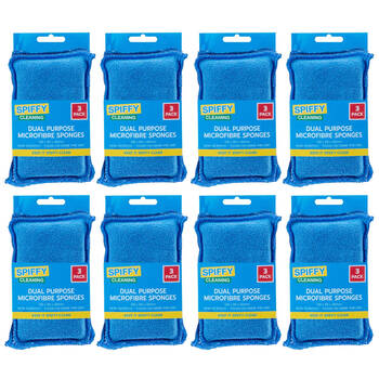 8x 3PK Spiffy Dual Purpose Microfibre Sponges