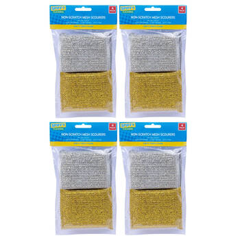4x 4PK Spiffy Non Scratch Mesh Scourers