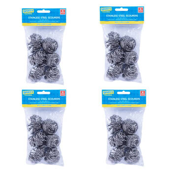 4x 6PK Spiffy Stainless Steel Scourers