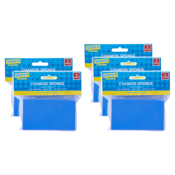 5PK Spiffy Cleaning 12x7cm Super Absorbent Chamois Sponge Spill Cleaner - Blue